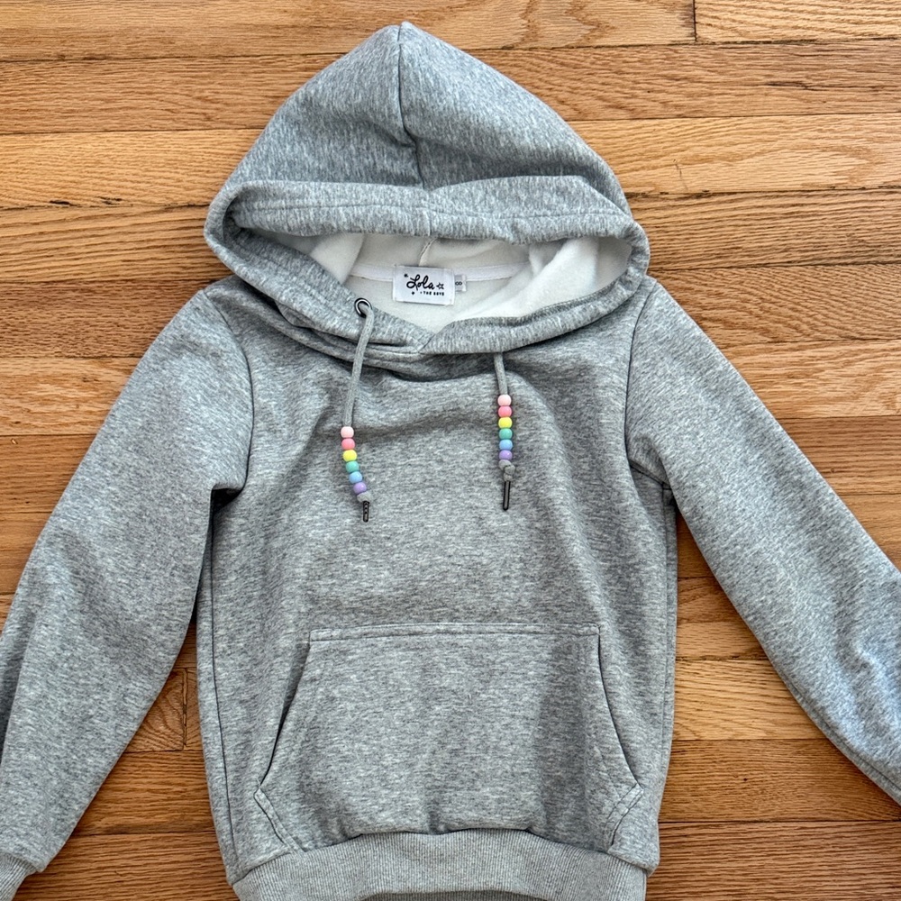 Lola + The Boys Gray Hoodie with Rainbow Sequins - Picture 2 of 6